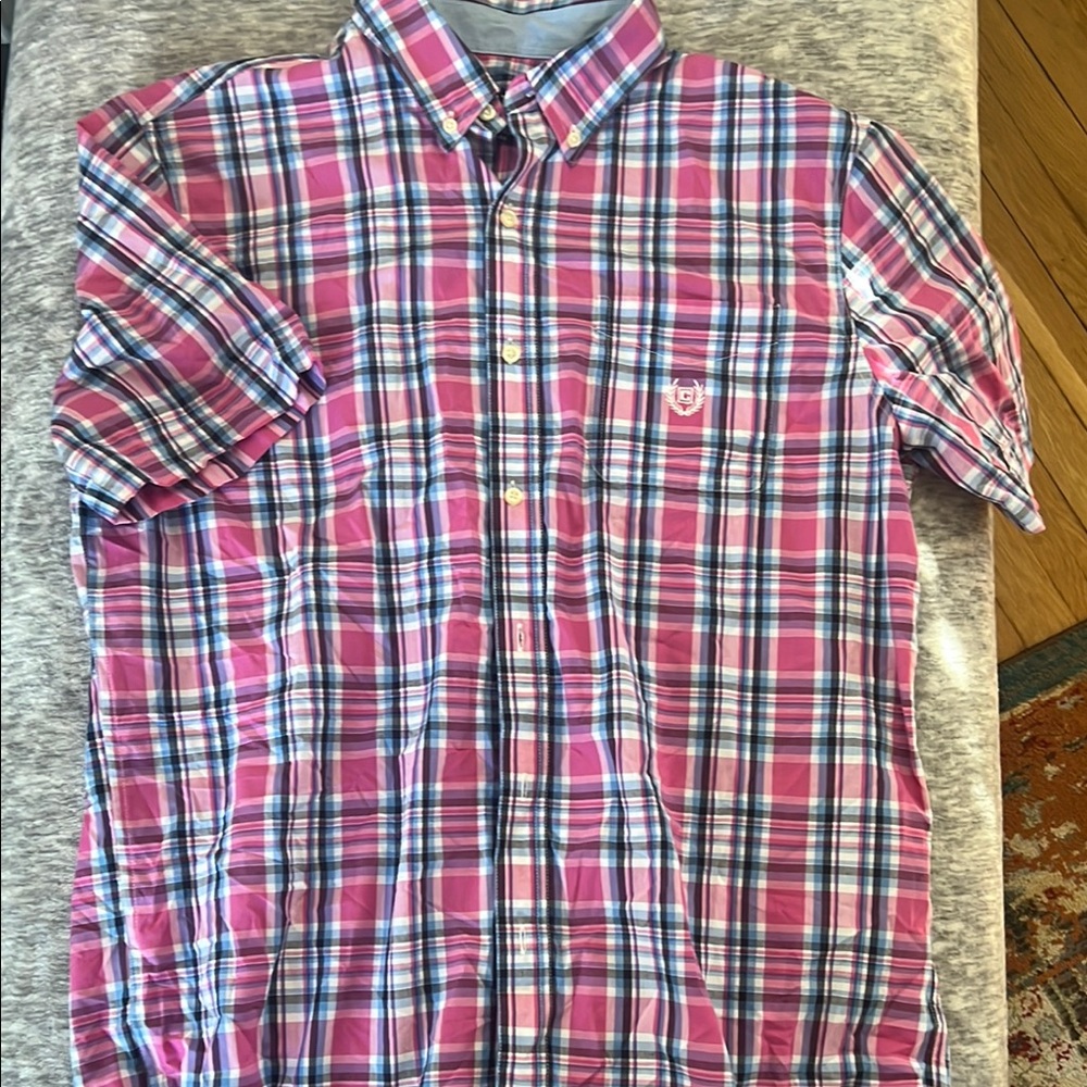 Chaps Pink and Blue Casual Button Down Shirt